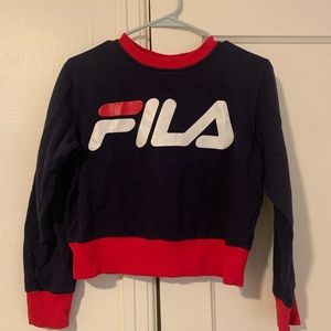 Navy FILA cropped sweatshirt